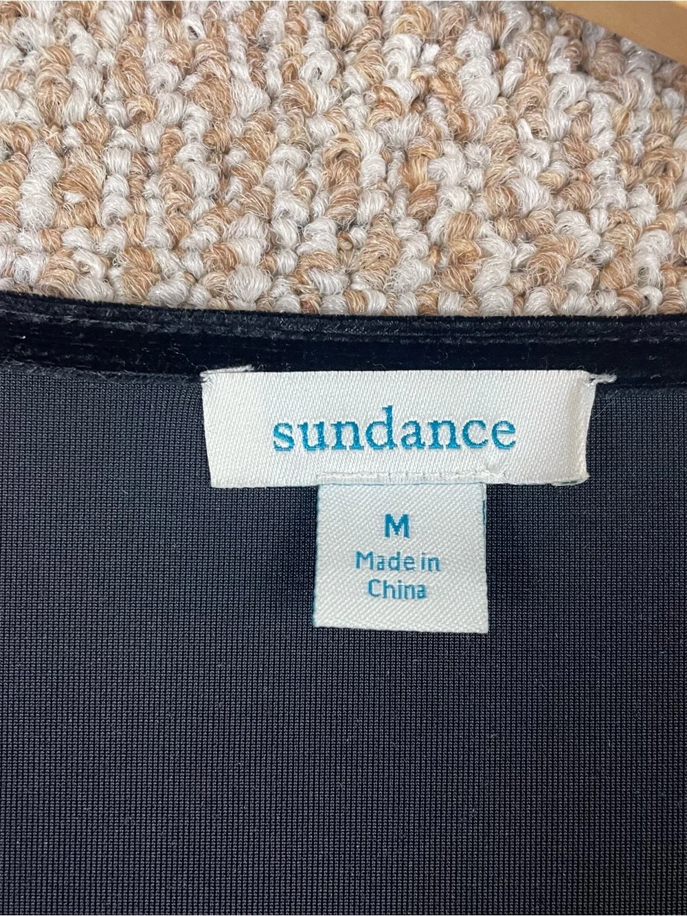 Sundance Blouse Womens M Faux Wrap Velvet Whimsigoth Witchy Stretch Black 59